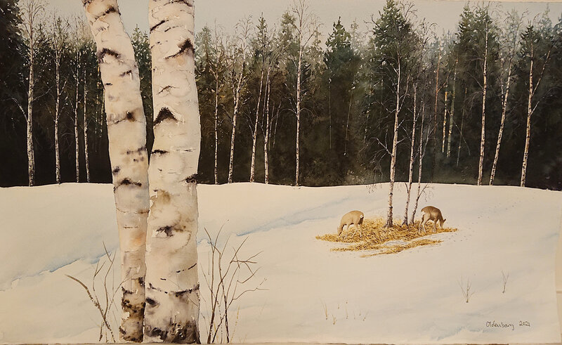 Akvarell Morgonmål av Per-Arne Oldenborg