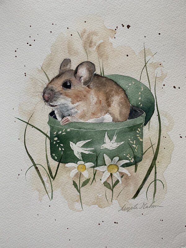 Akvarell Den lilla musen i asken av Ingela Matsson