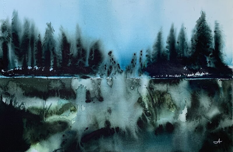 Akvarell Skogen av Tuva Andersen
