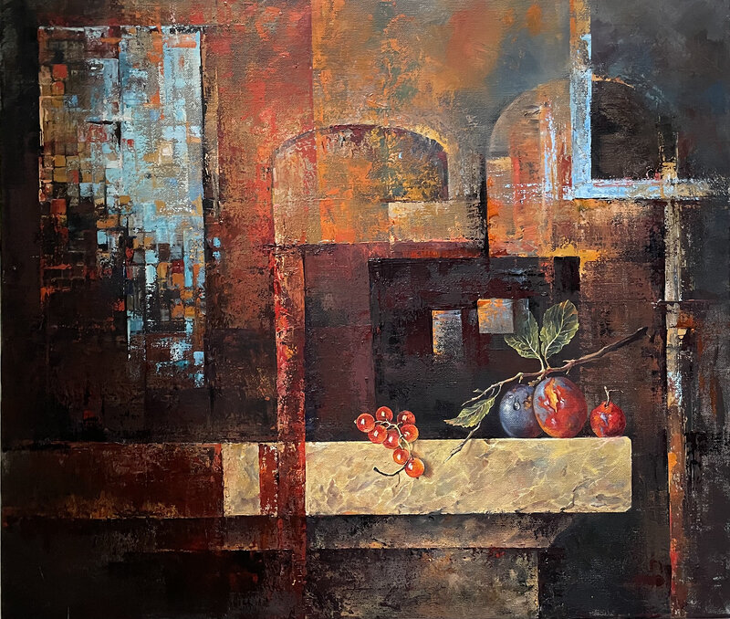Oljemålning Stilleben med plommon av Svetlana Gurko