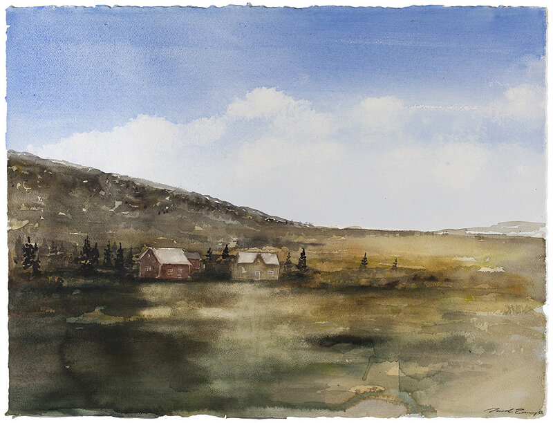 Akvarell Höstigt landskap, Daniel Zausnig