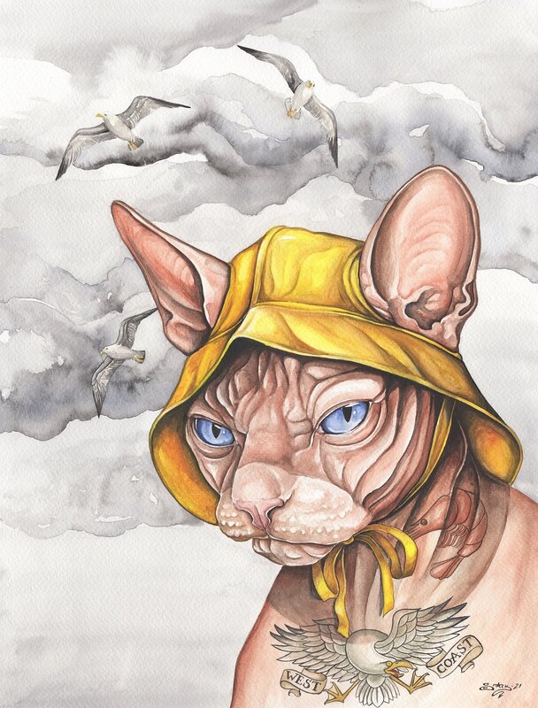 Akvarell Kattegatt av Emma Stark