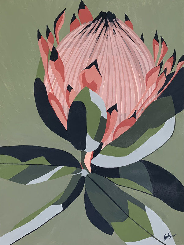 Akrylmålning Protea cynaroides av Anna Schön