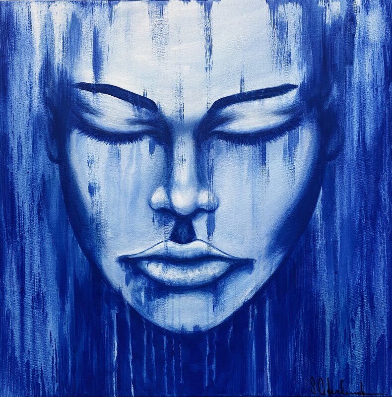Akrylmålning In the deep blue av Susanne Cederlund