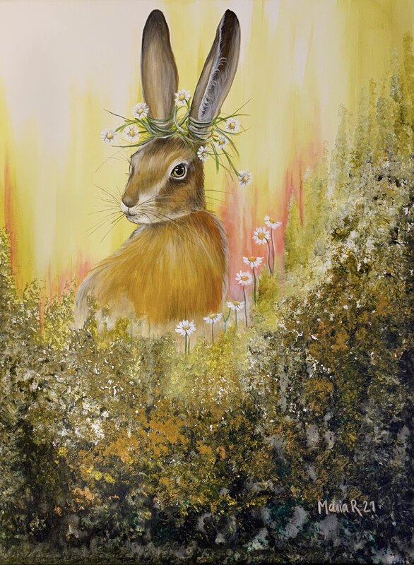 Akrylmålning Haren av Maria Rundgren
