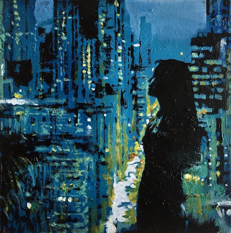 Akrylmålning The Night av Kourosh Safinia