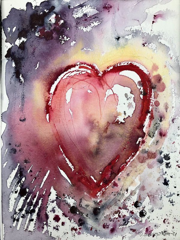 Akvarell När hjärtat värker… av Ulla Weckström
