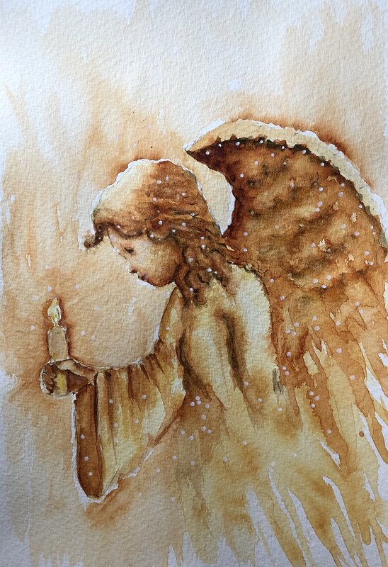 Akvarell Christmas angel of light. av Annelie Wadin