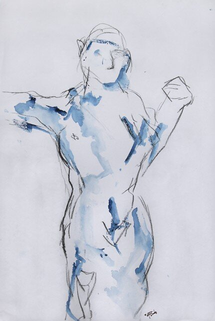 Akvarell Blå man Nr2 av Anna Isabella Sandberg