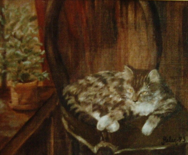Oljemålning Katten Truls av Helen Boreson Holmberg