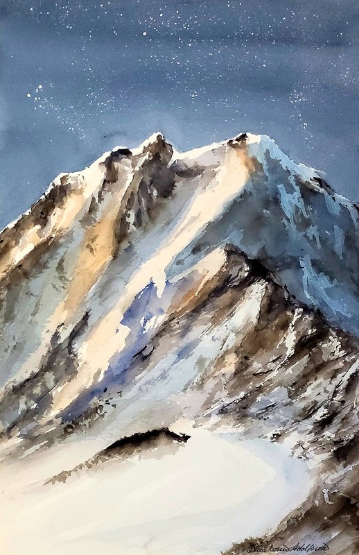 Akvarell Berget av Lena Bovin Adolfsson