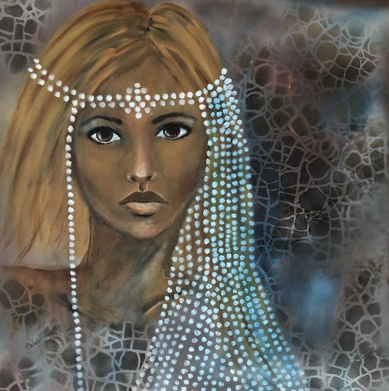 Akrylmålning Queen of pearl. av Annelie Wadin