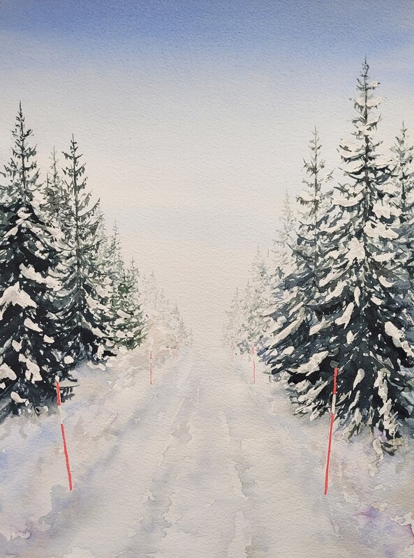 Akvarell Vinterväg II av Per-Arne Oldenborg