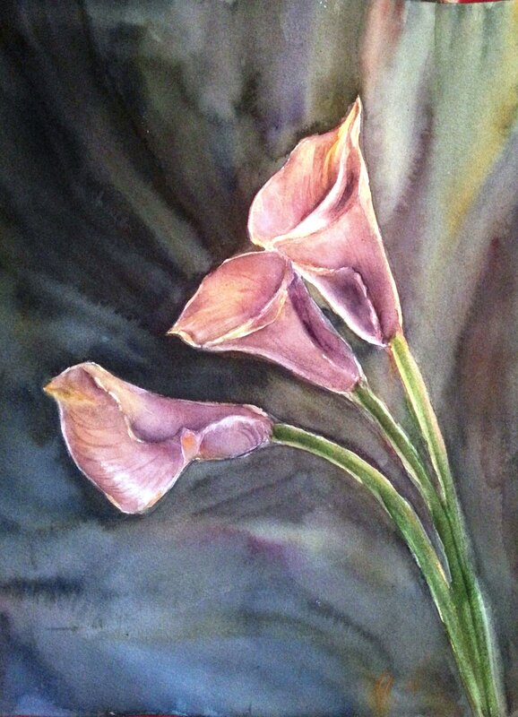 Akvarell Cala lily av Tanya Lundmark