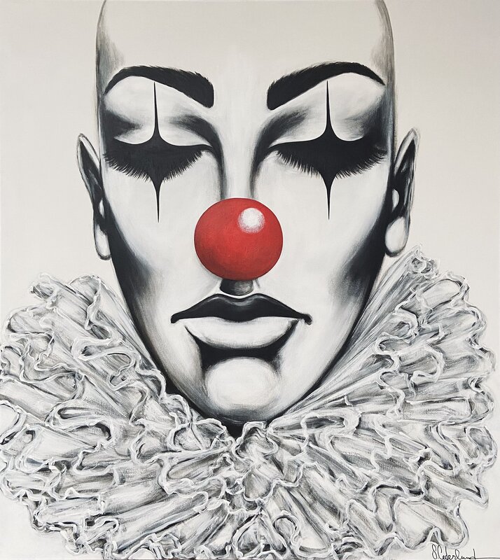 Akrylmålning Clownen i rummet av Susanne Cederlund