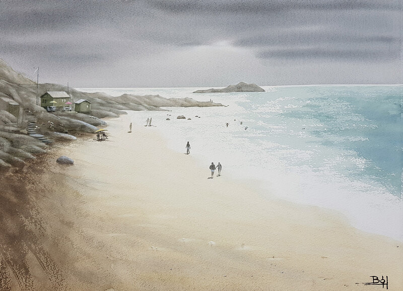 Akvarell Strand av Bo Hoflin