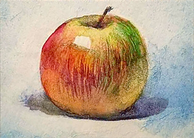 Akvarell Rött apple. Små tavla av Olga Sternyk