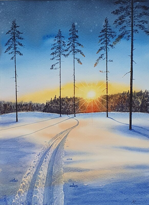 Akvarell Dra åt skogen, Magnus Liden