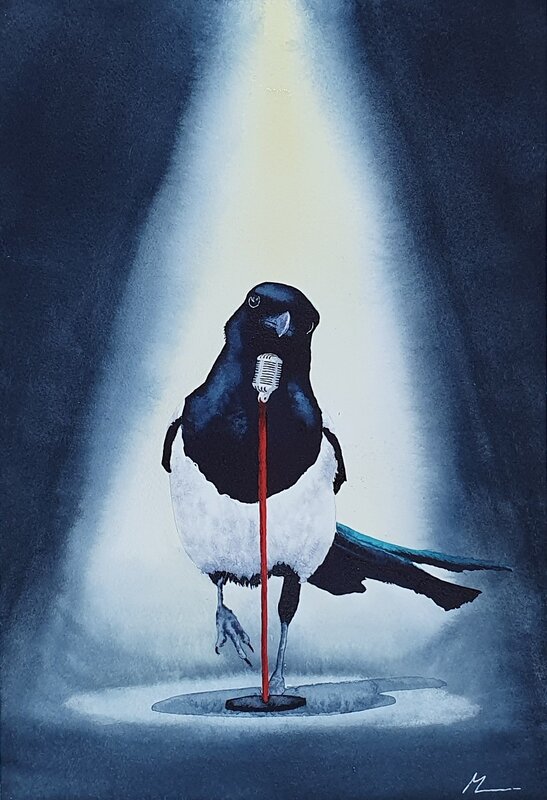 Akvarell Sångfågel av Magnus Liden