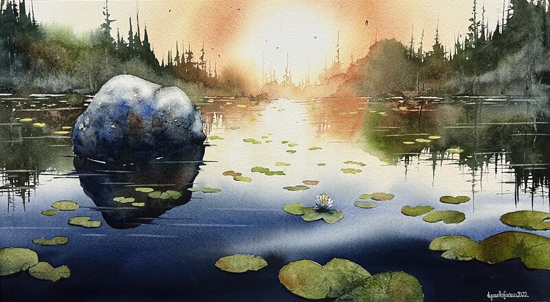 Akvarell The dawning av Lynn Hofmann
