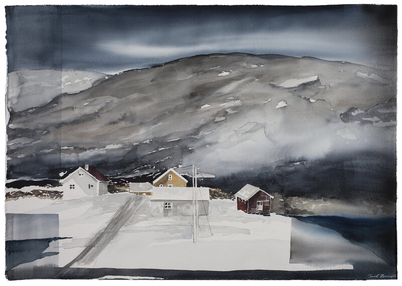Akvarell Norskt Landskap I av Daniel Zausnig