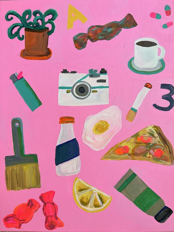 Akrylmålning Things (Pink) av Astrid Lind