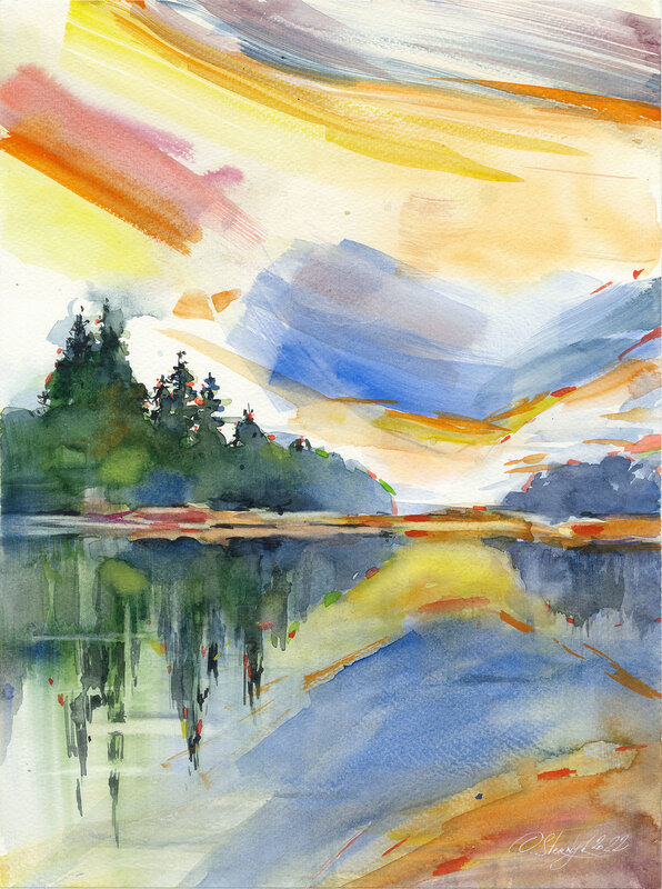 Akvarell En sjö av Olga Sternyk
