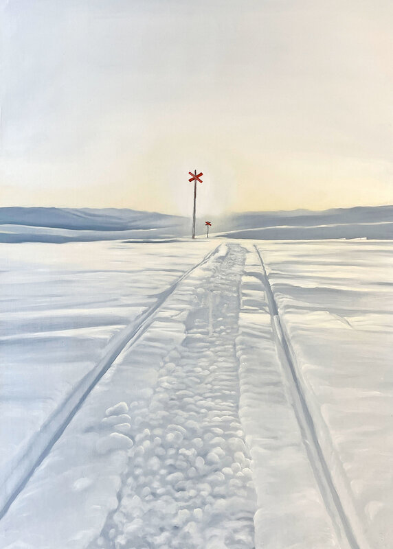 Oljemålning Snowmobile track av Sofia Ohlsén