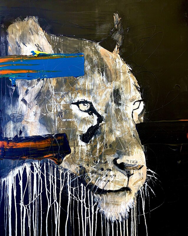 Akrylmålning Lioness, Zeon Milo