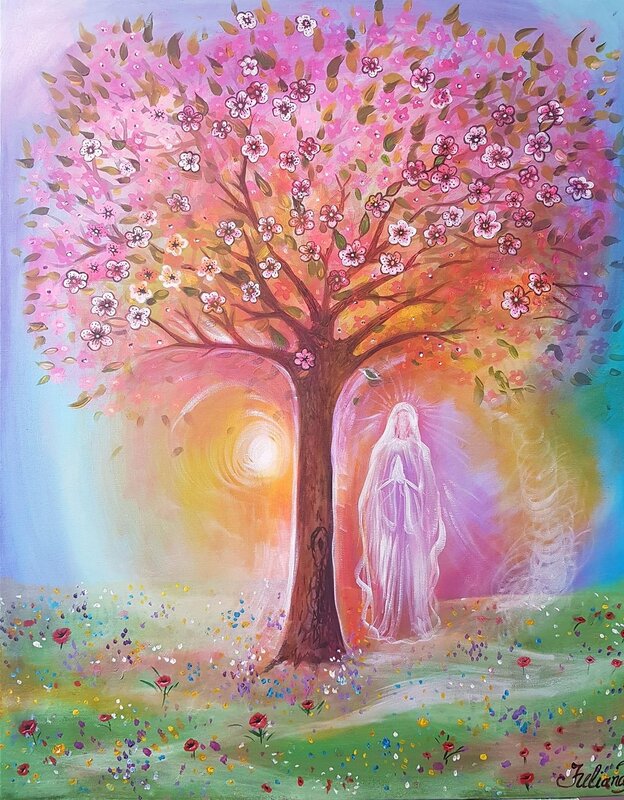 Akrylmålning Kvinnan vid trädet av Juliana Boneva