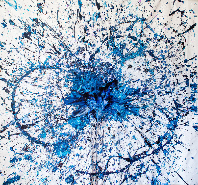 Akrylmålning Blå blom / Blue blossom, Carina Bromark