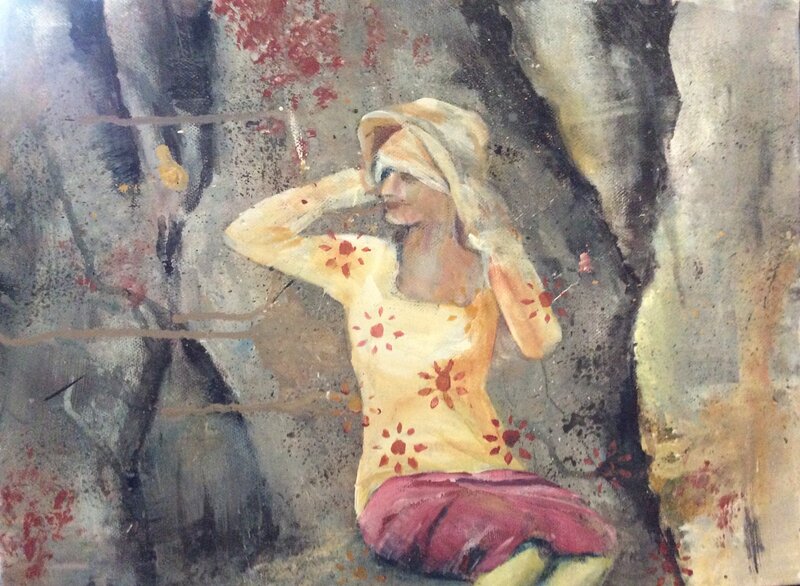Akrylmålning Håll i hatten av Sirpa Tiderman
