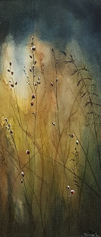 Akvarell Sommargräs av Nina Laestander