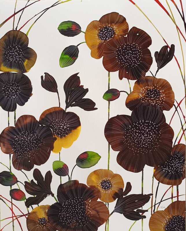 Akvarell Blommor höstkänsla av Anna Komstadius