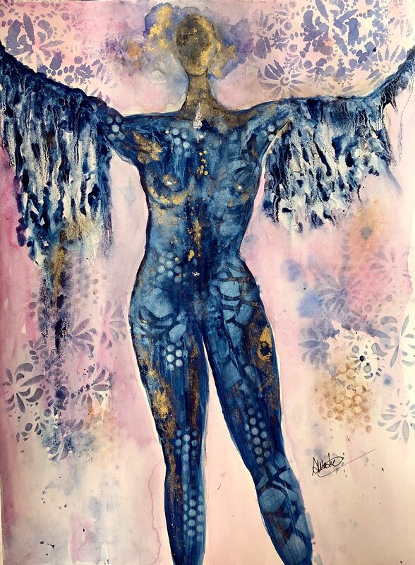 Akvarell I am proud of my body. av Annelie Wadin