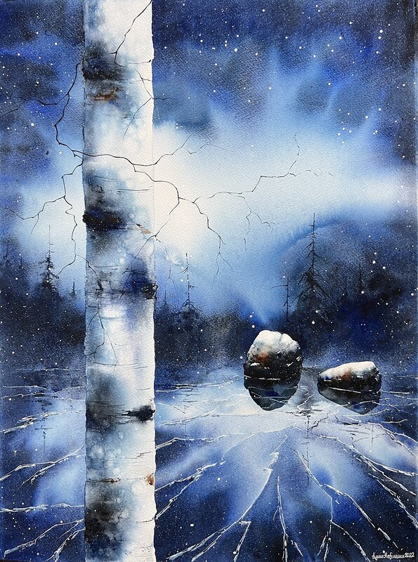 Akvarell The song of ice av Lynn Hofmann