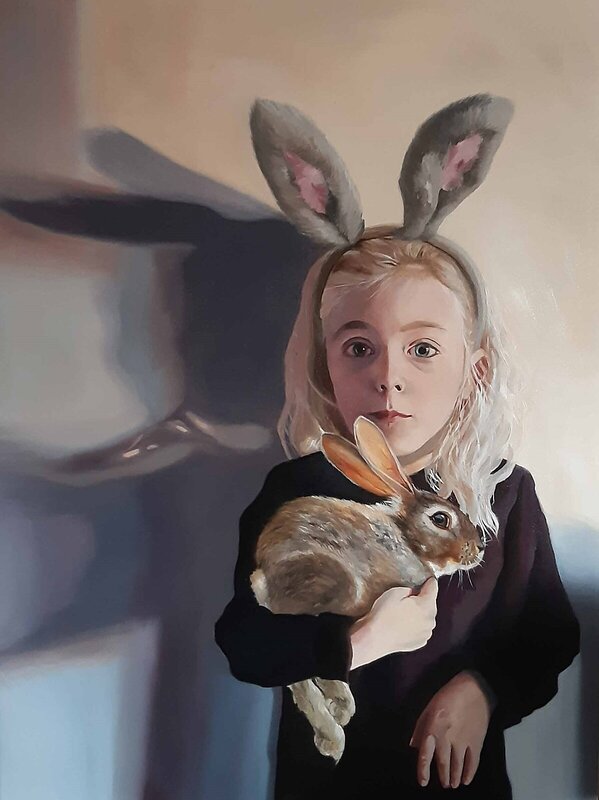 Oljemålning Lilla kanin av Elin Boberg