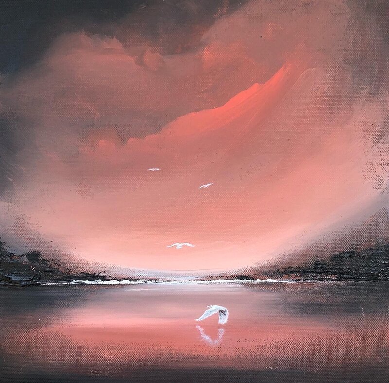 Akrylmålning Under rosa himmel av Gabriella Marmbrandt