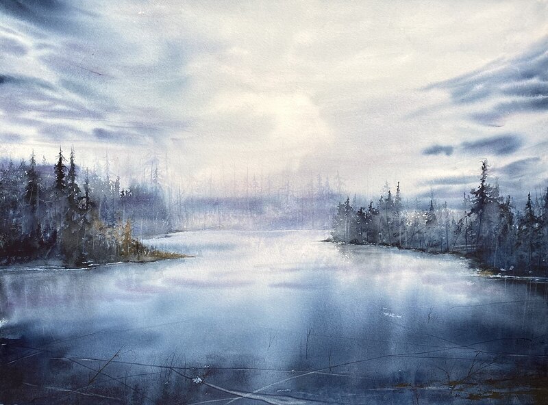 Akvarell Vintertid, Emelie Klockarås
