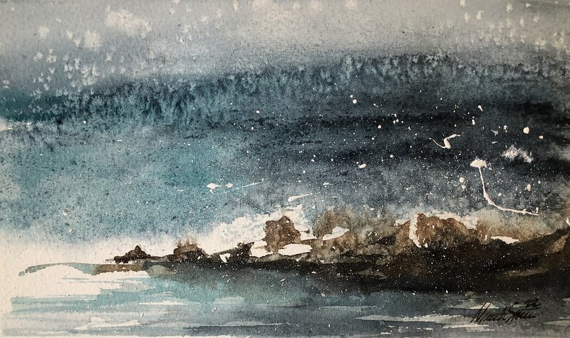 Akvarell Sea wave av Märith Sovin