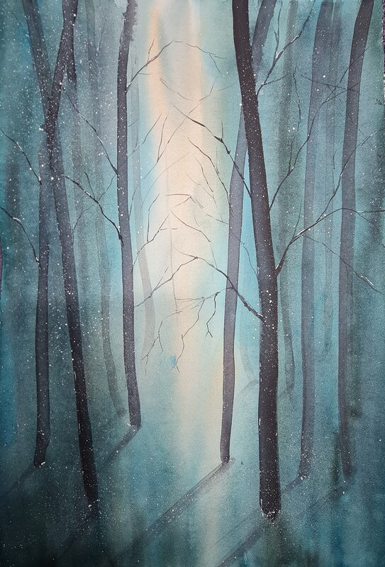 Akvarell Magic Light av Pernilla Carlsson