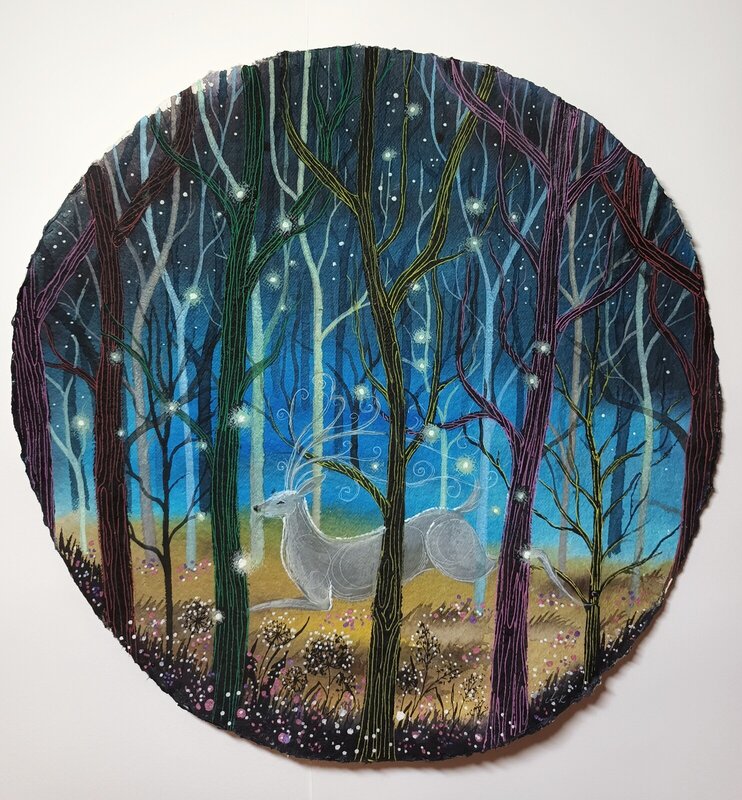 Akvarell Genom skogen av Anna Komstadius
