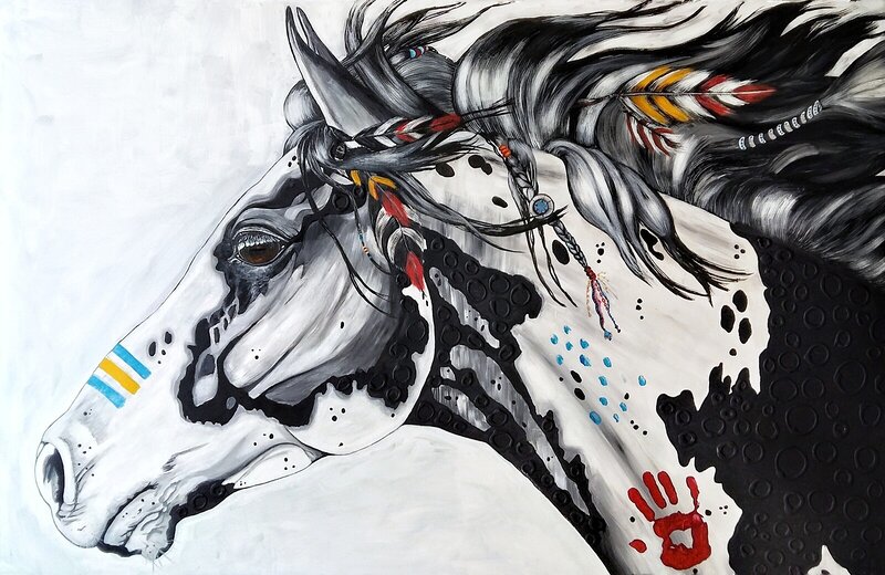 Akrylmålning War Horse av Helena Mernissi