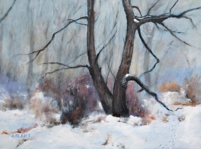 Oljemålning Vintertystnad av Bertil Arlert