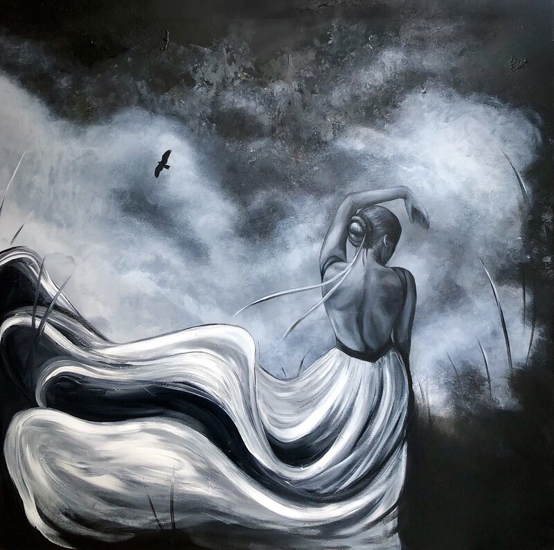 Akrylmålning ”Som en stjärna i natten”, Gabriella Marmbrandt