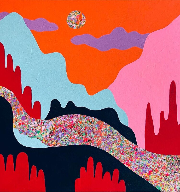 Akrylmålning Magic river av Astrid Lind