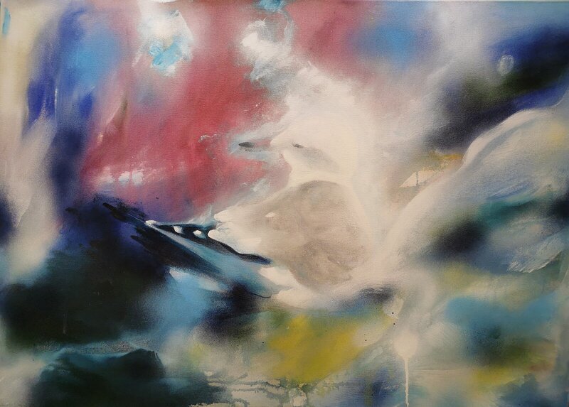 Akrylmålning Ut ur dimman av Linda Sandgren
