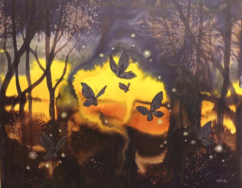 Akvarell Fjärilar av Anna Komstadius