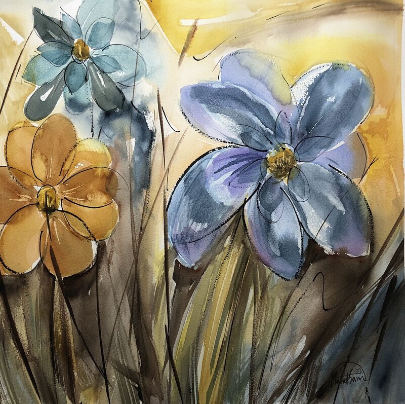 Akvarell Flower Abstract, Märith Sovin