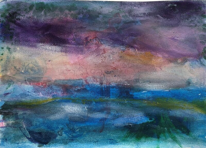 Akrylmålning Bortom horisonten, Marina Stenblock